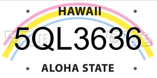 5QL3636 Hawaii License Plate
