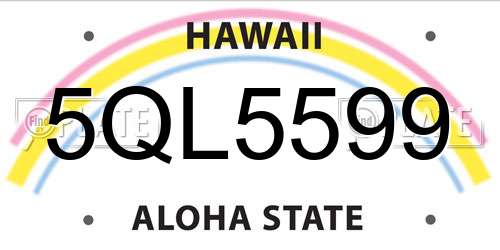 5QL5599 Hawaii License Plate