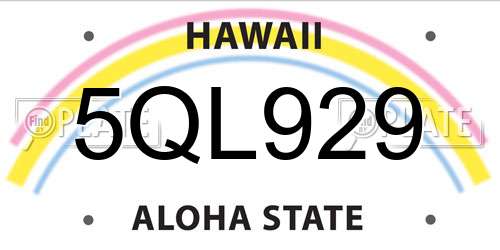 5QL929 Hawaii License Plate