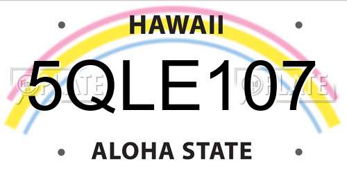 5QLE107 Hawaii License Plate