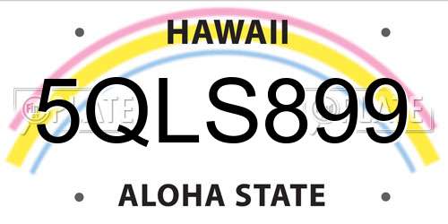 5QLS899 Hawaii License Plate