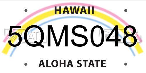 5QMS048 Hawaii License Plate
