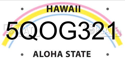 5QOG321 Hawaii License Plate