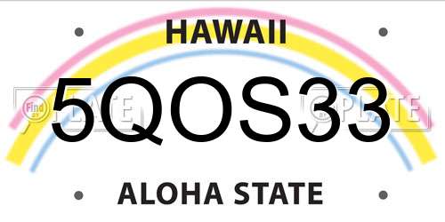 5QOS33 Hawaii License Plate