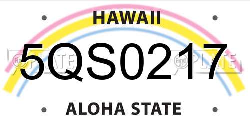5QS0217 Hawaii License Plate