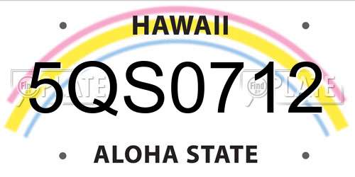 5QS0712 Hawaii License Plate
