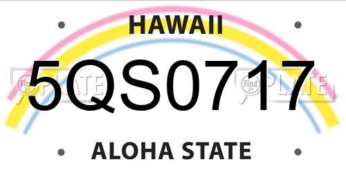 5QS0717 Hawaii License Plate
