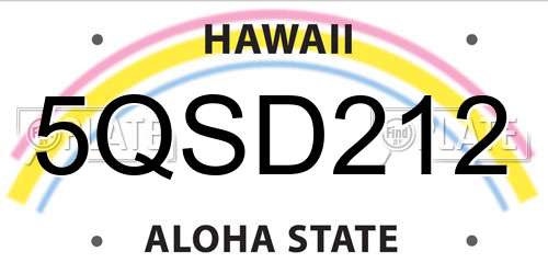 5QSD212 Hawaii License Plate