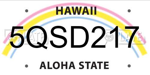 5QSD217 Hawaii License Plate