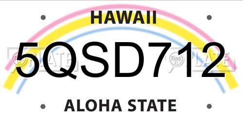 5QSD712 Hawaii License Plate