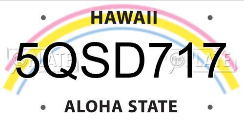 5QSD717 Hawaii License Plate