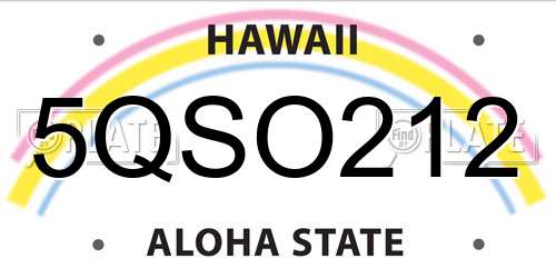 5QSO212 Hawaii License Plate