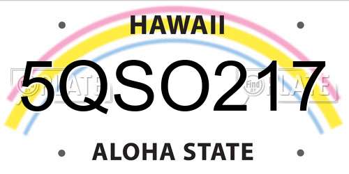 5QSO217 Hawaii License Plate
