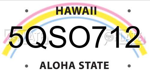 5QSO712 Hawaii License Plate