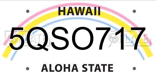5QSO717 Hawaii License Plate