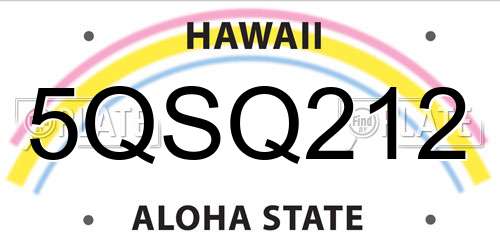 5QSQ212 Hawaii License Plate