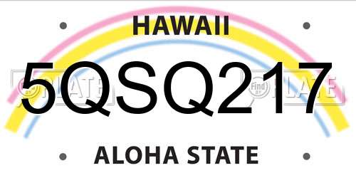 5QSQ217 Hawaii License Plate