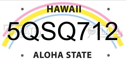 5QSQ712 Hawaii License Plate