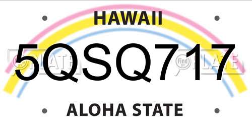 5QSQ717 Hawaii License Plate