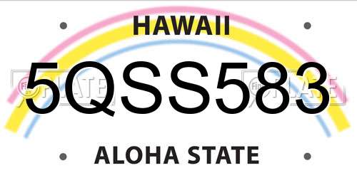 5QSS583 Hawaii License Plate