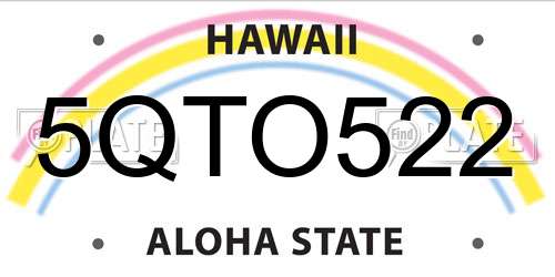 5QTO522 Hawaii License Plate