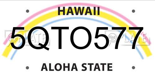 5QTO577 Hawaii License Plate