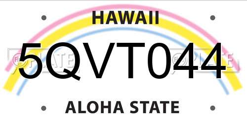 5QVT044 Hawaii License Plate