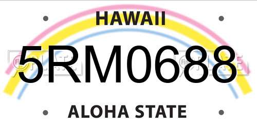 5RM0688 Hawaii License Plate