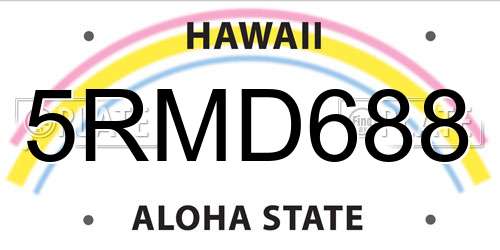 5RMD688 Hawaii License Plate