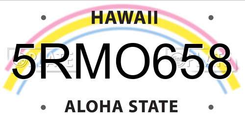 5RMO658 Hawaii License Plate