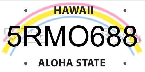 5RMO688 Hawaii License Plate