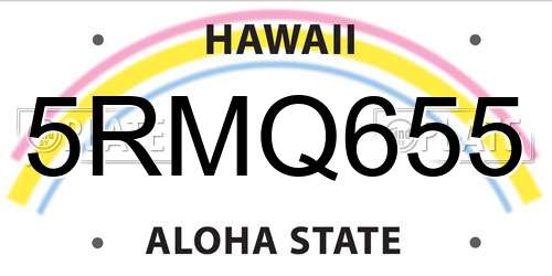 5RMQ655 Hawaii License Plate