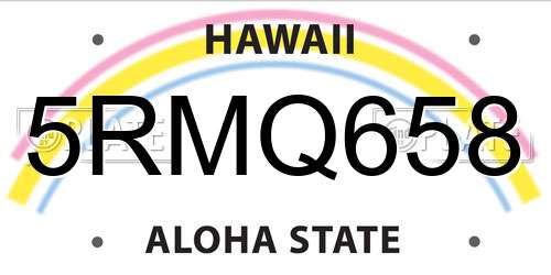 5RMQ658 Hawaii License Plate