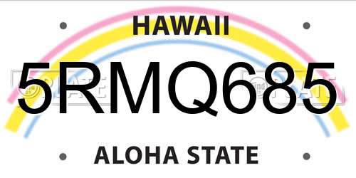 5RMQ685 Hawaii License Plate