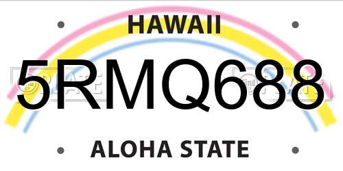 5RMQ688 Hawaii License Plate