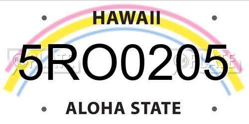 5RO0205 Hawaii License Plate