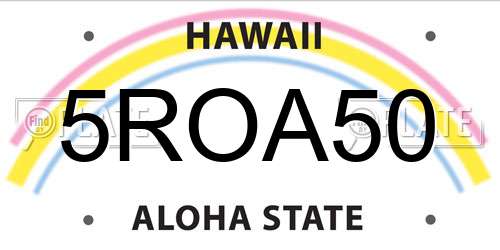 5ROA50 Hawaii License Plate