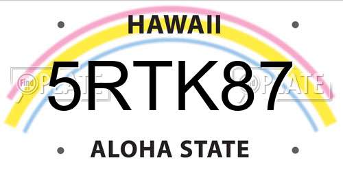 5RTK87 Hawaii License Plate