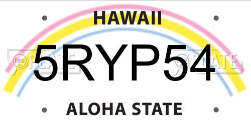5RYP54 Hawaii License Plate