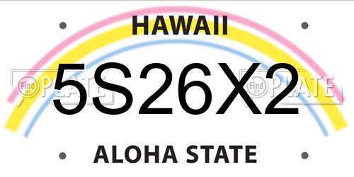 5S26X2 Hawaii License Plate