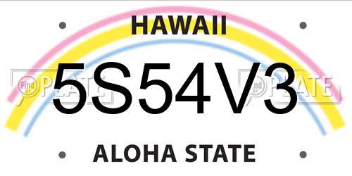5S54V3 Hawaii License Plate