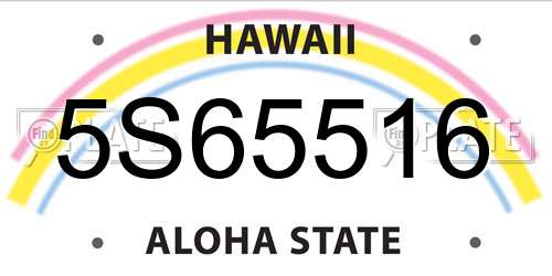 5S65516 Hawaii License Plate