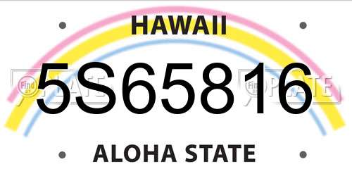 5S65816 Hawaii License Plate