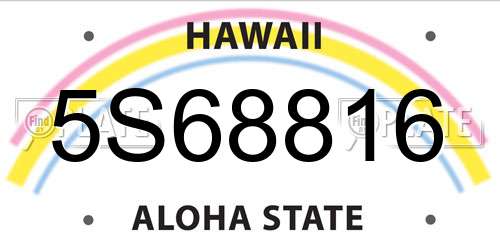 5S68816 Hawaii License Plate