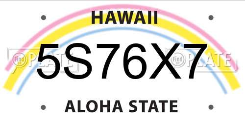 5S76X7 Hawaii License Plate