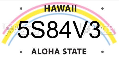5S84V3 Hawaii License Plate