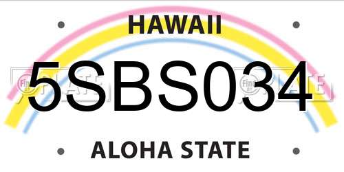 5SBS034 Hawaii License Plate