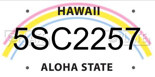5SC2257 Hawaii License Plate