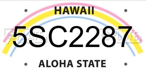 5SC2287 Hawaii License Plate