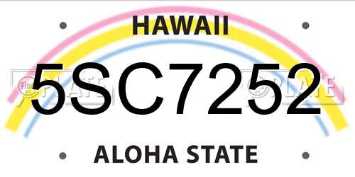 5SC7252 Hawaii License Plate